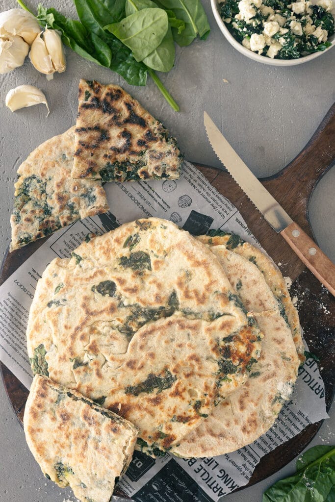 Rezept Pfannenbrot mit Spinat und Feta