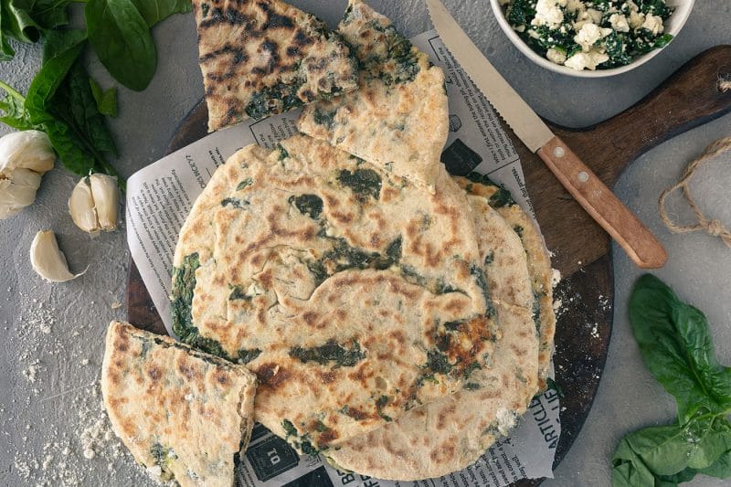 Rezept Pfannenbrot mit Spinat und Feta